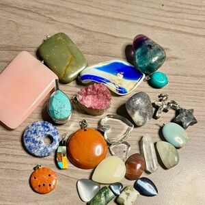 Pretty stones, pendants and trinkets.